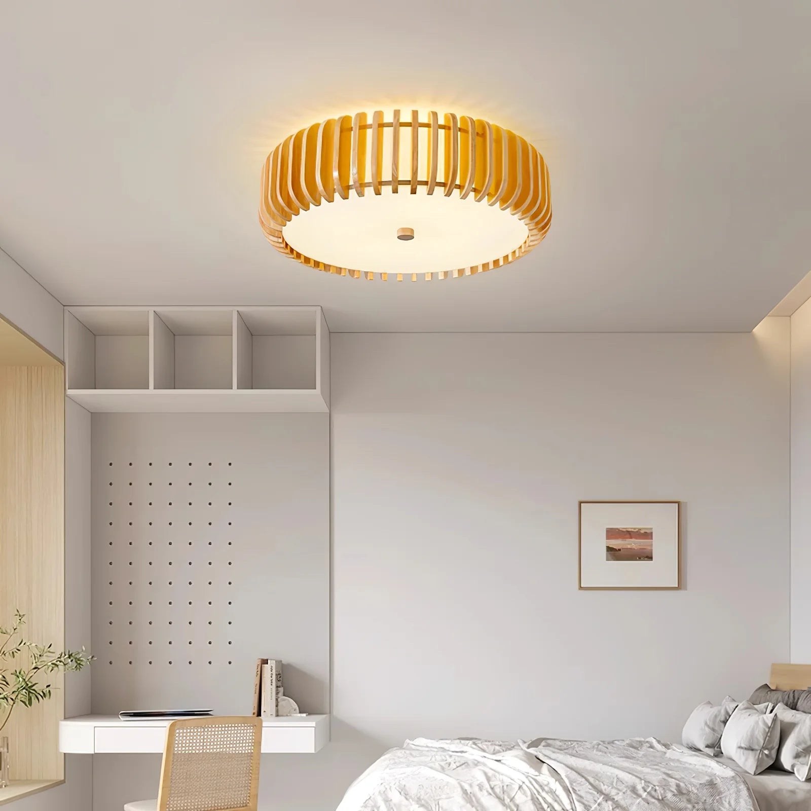 Plafonnier rond moderne en bois