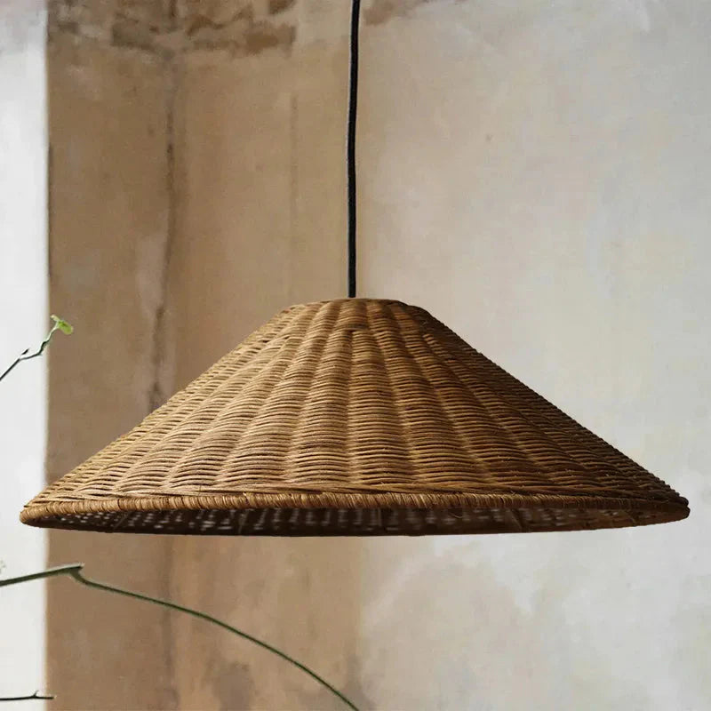 Retro Cone Rattan Pendant Light