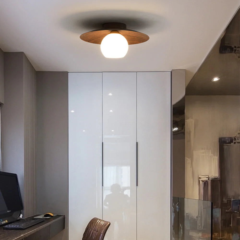 Plafonnier rond moderne en bois