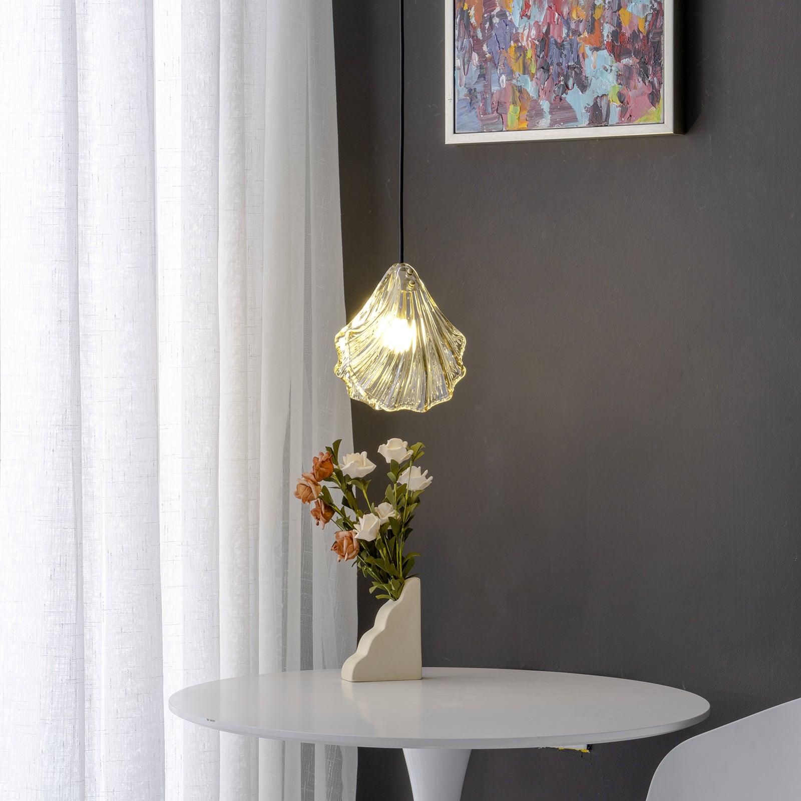 Lampe à suspension moderne en verre de coquille