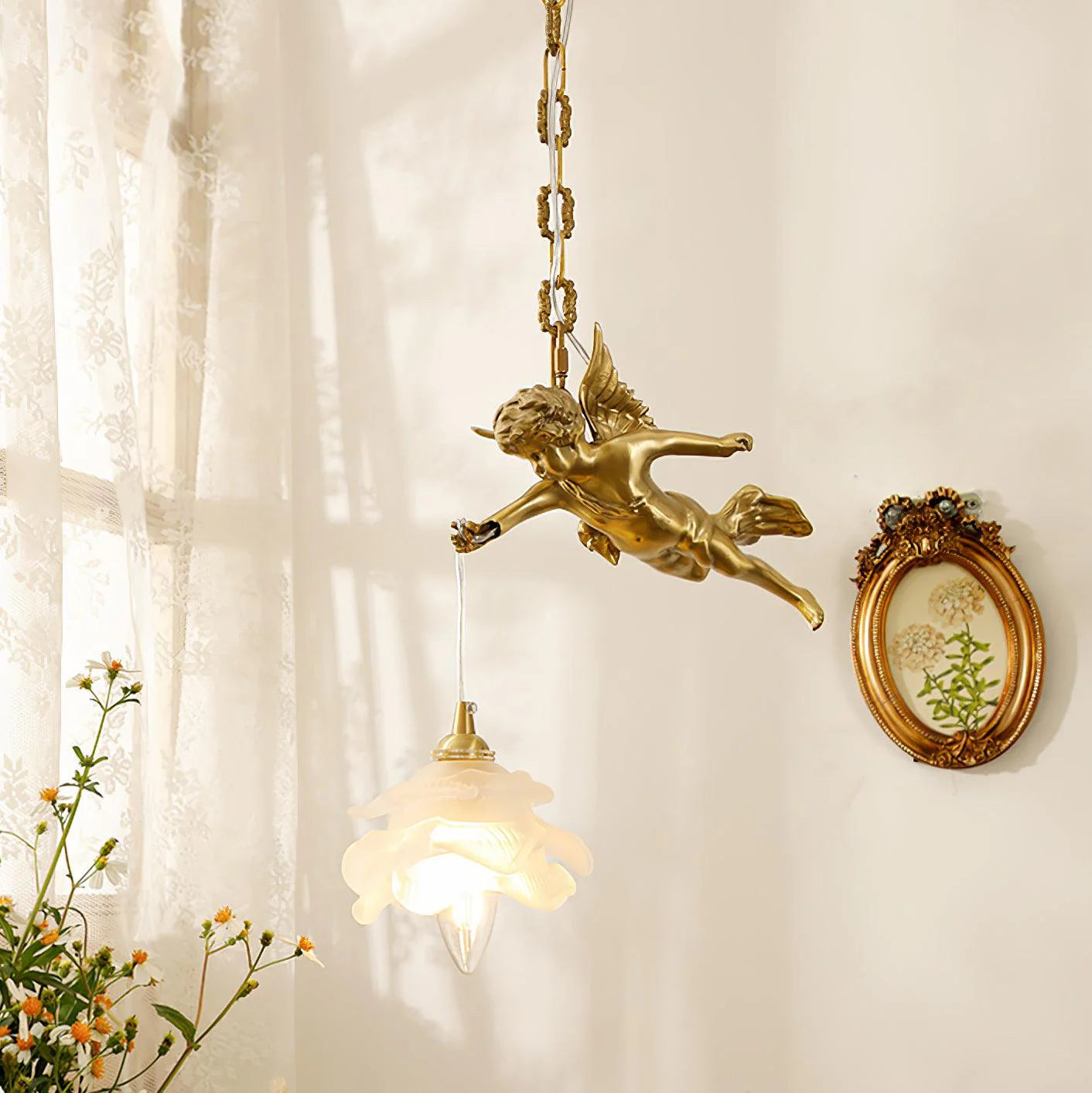 Vintage Angel Copper Pendel Light