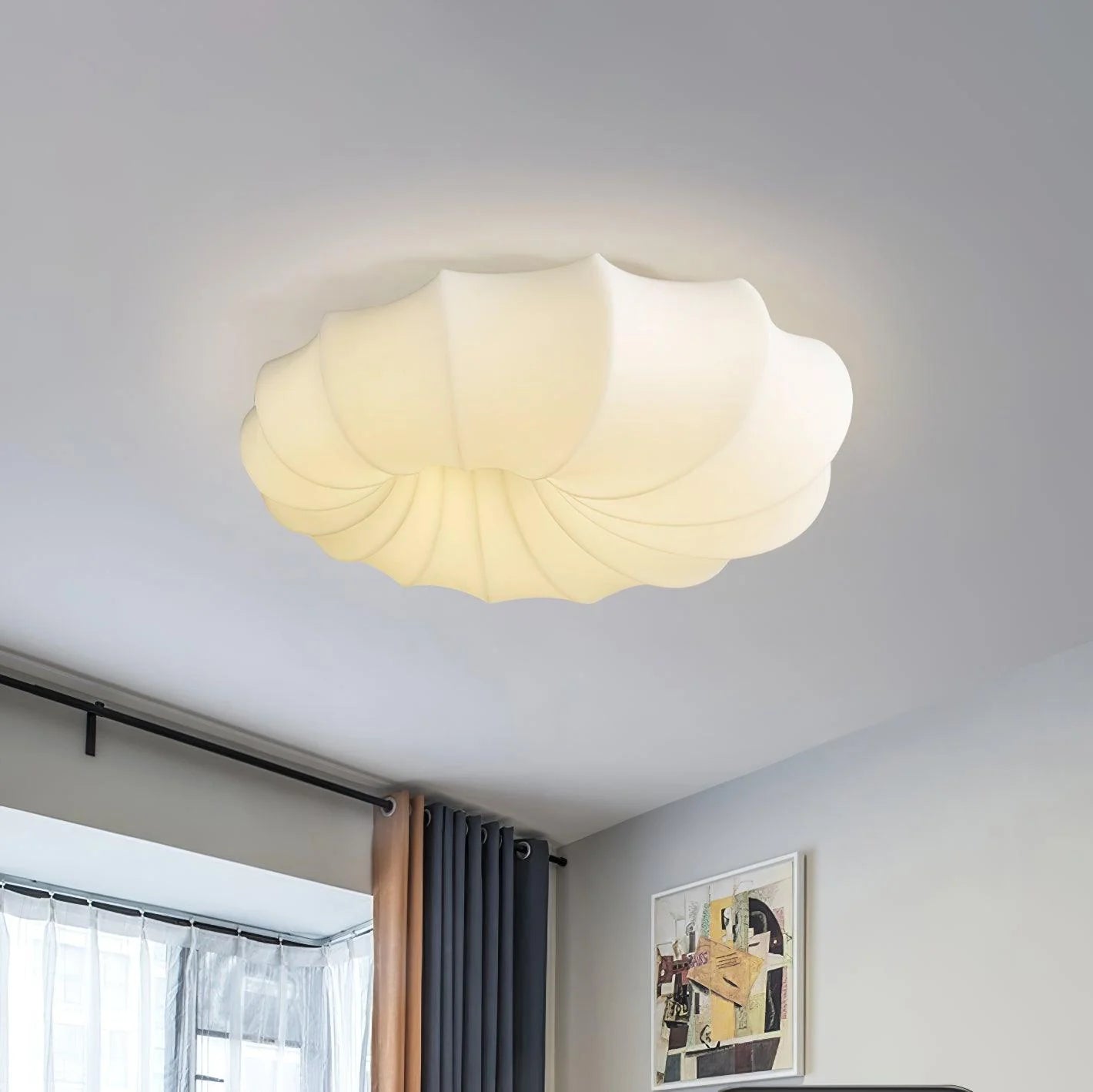 Minimalist Creamy Pumpkin Flush Mount Light