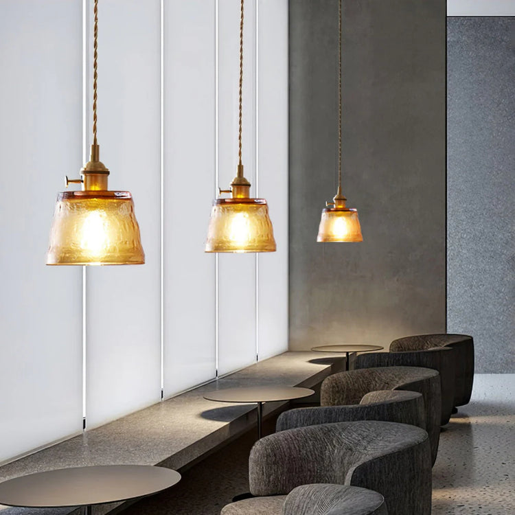 Trendy rund glaskop pendellampe