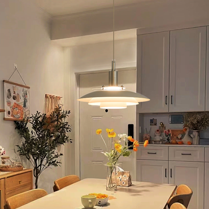 Lampada a sospensione da pranzo rotonda minimalista in metallo e vetro