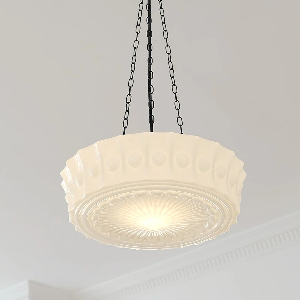 Lampada a sospensione classica rotonda bianca
