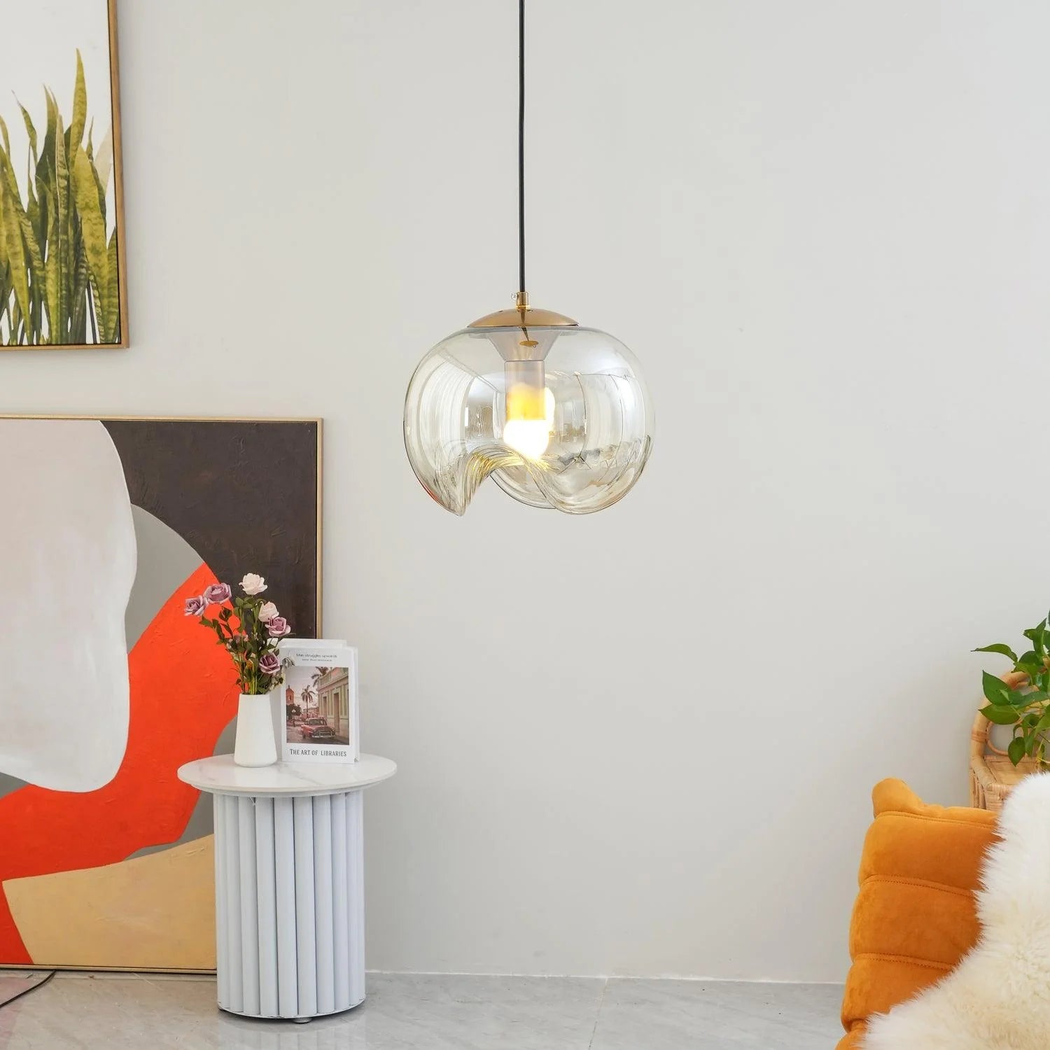 Lampe à suspension en verre à sphère ronde tendance