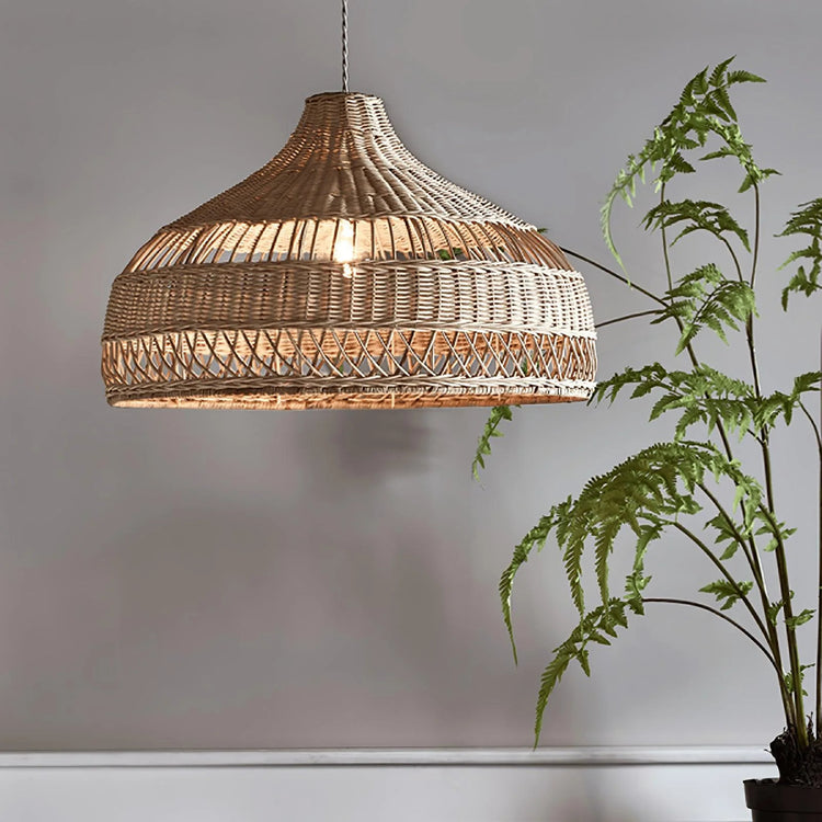 Trendy Dome Woven Rattan Pendel Light