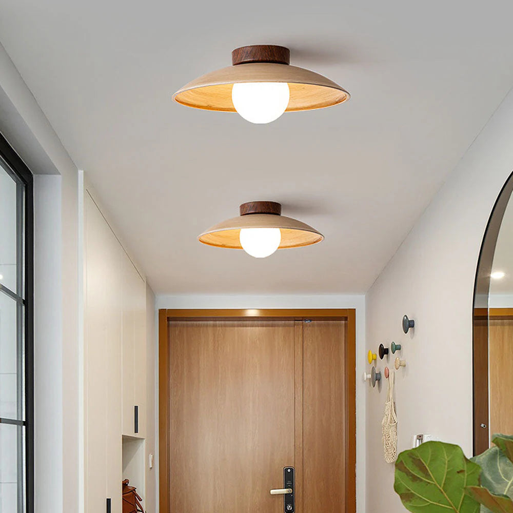 Plafonnier rond classique en bois