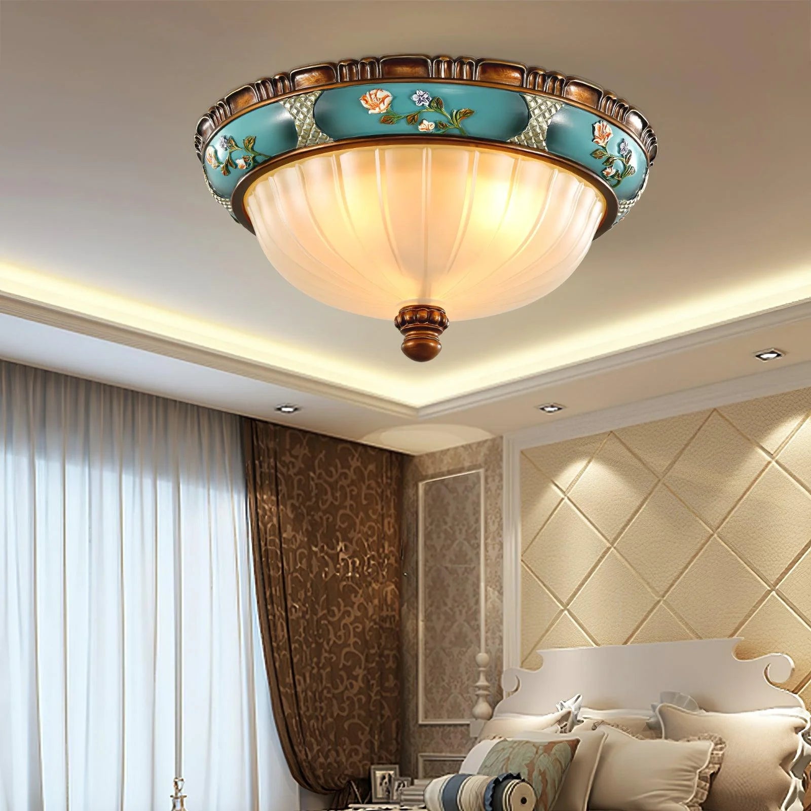 Oriental Half Round Resin Ceiling Light