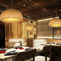 Rustic Bamboo Dome Pendant Lamp