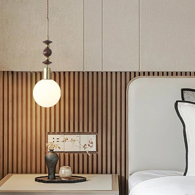 Klassisk rund skærm i træ i glas