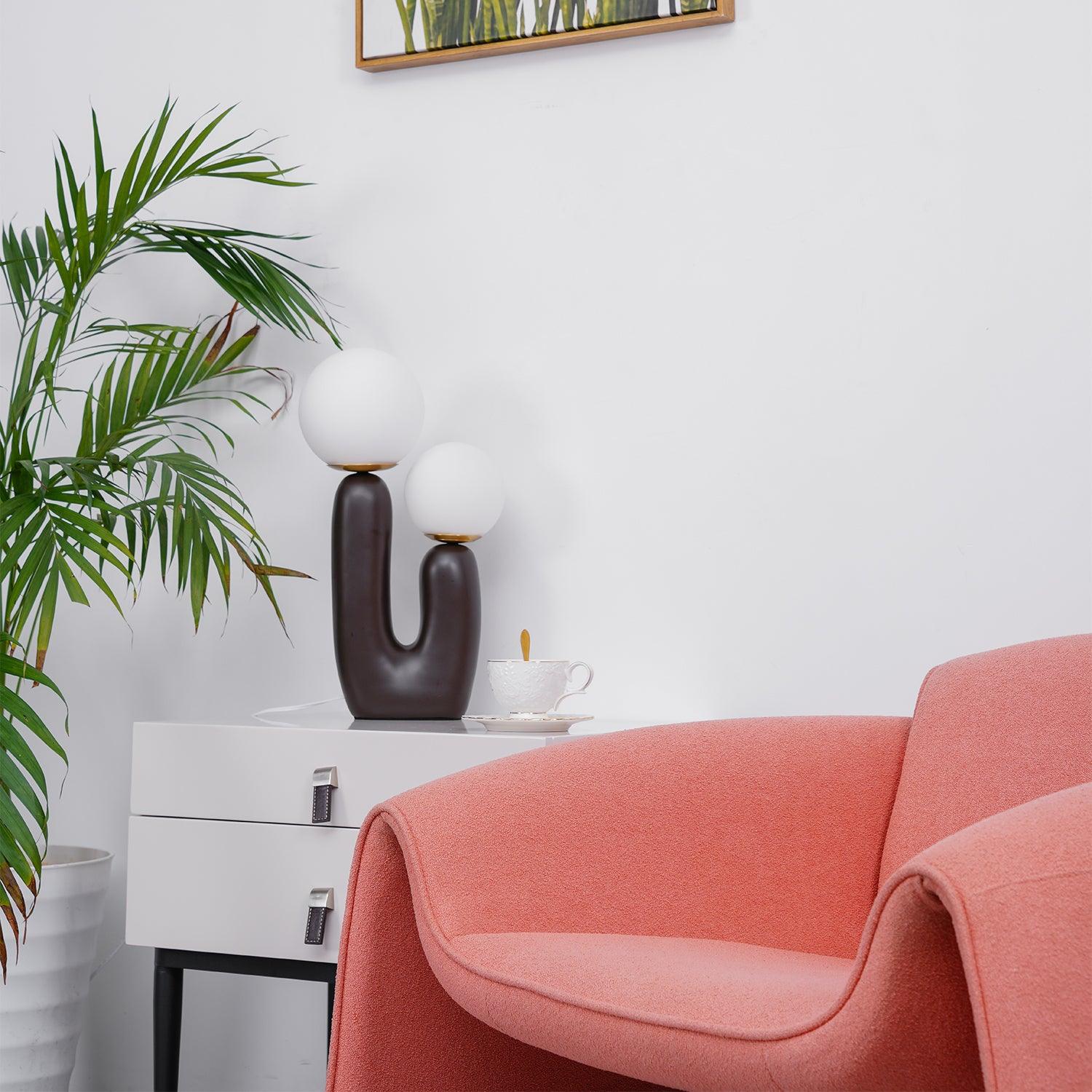 Modern Cactus Orb Glass Table Lamp