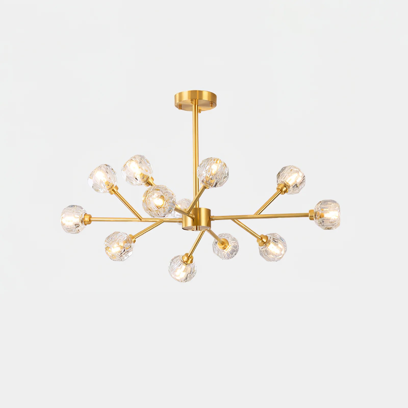 Lampadario a cascata con sfera di vetro