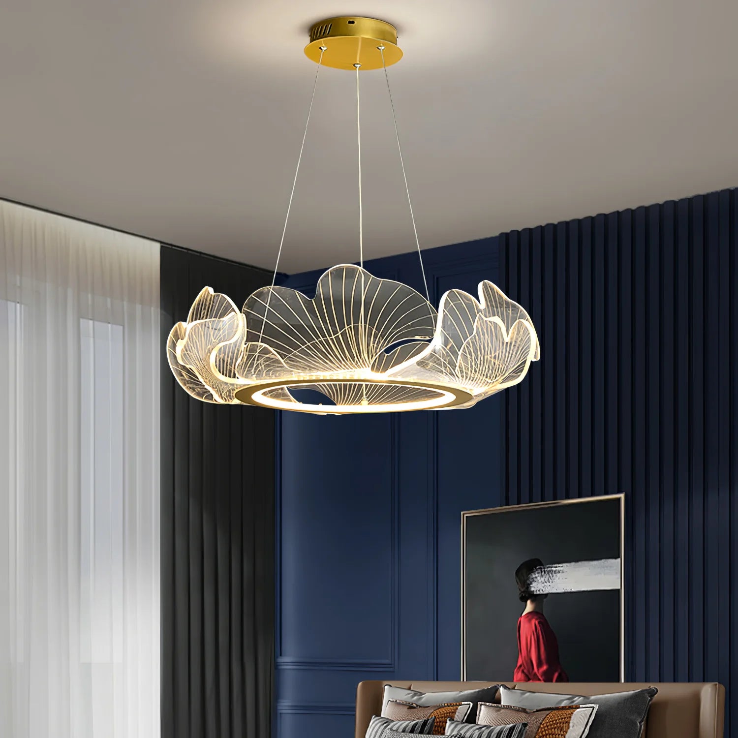 Lustre rond en acrylique océanique