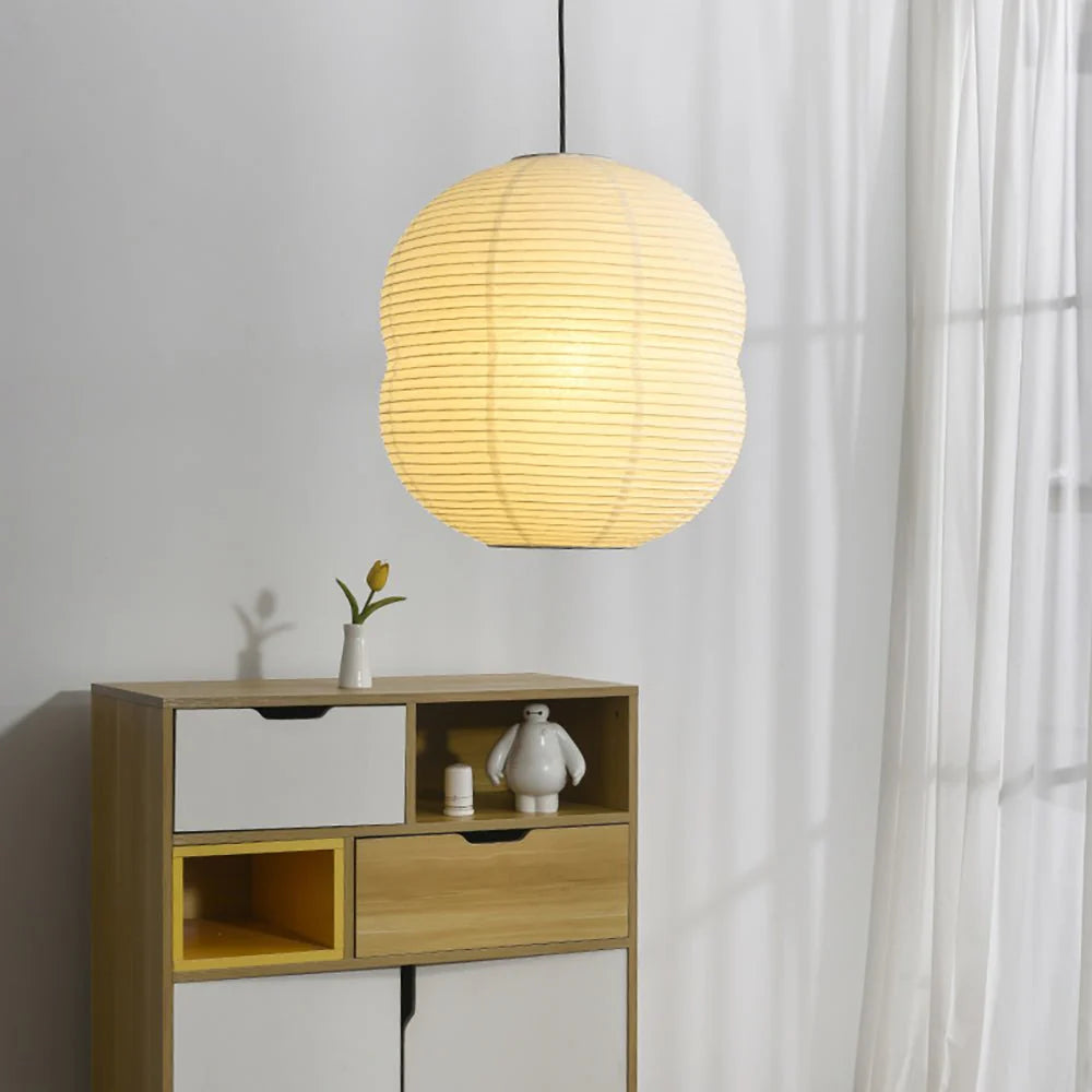 Lampe à suspension ronde en papier Wabi-Sabi