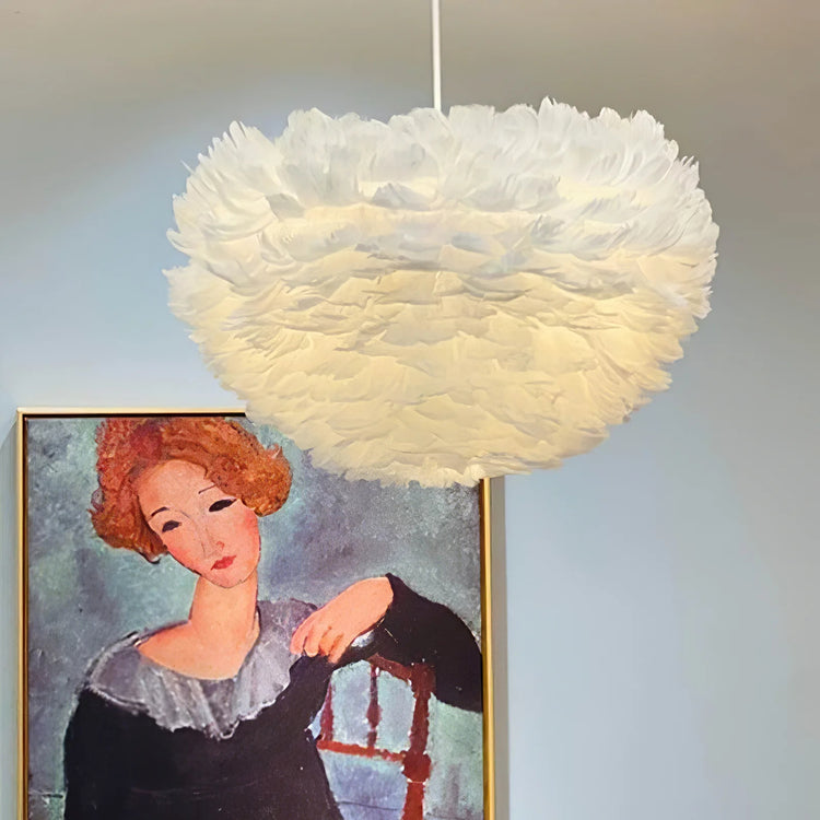 Trendy afrundet fjer pendel