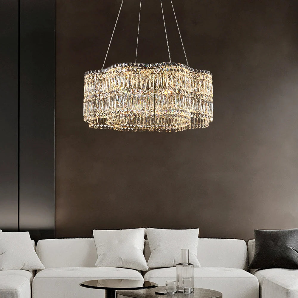 Lampadario elegante moderno con cristalli a forma di fiori