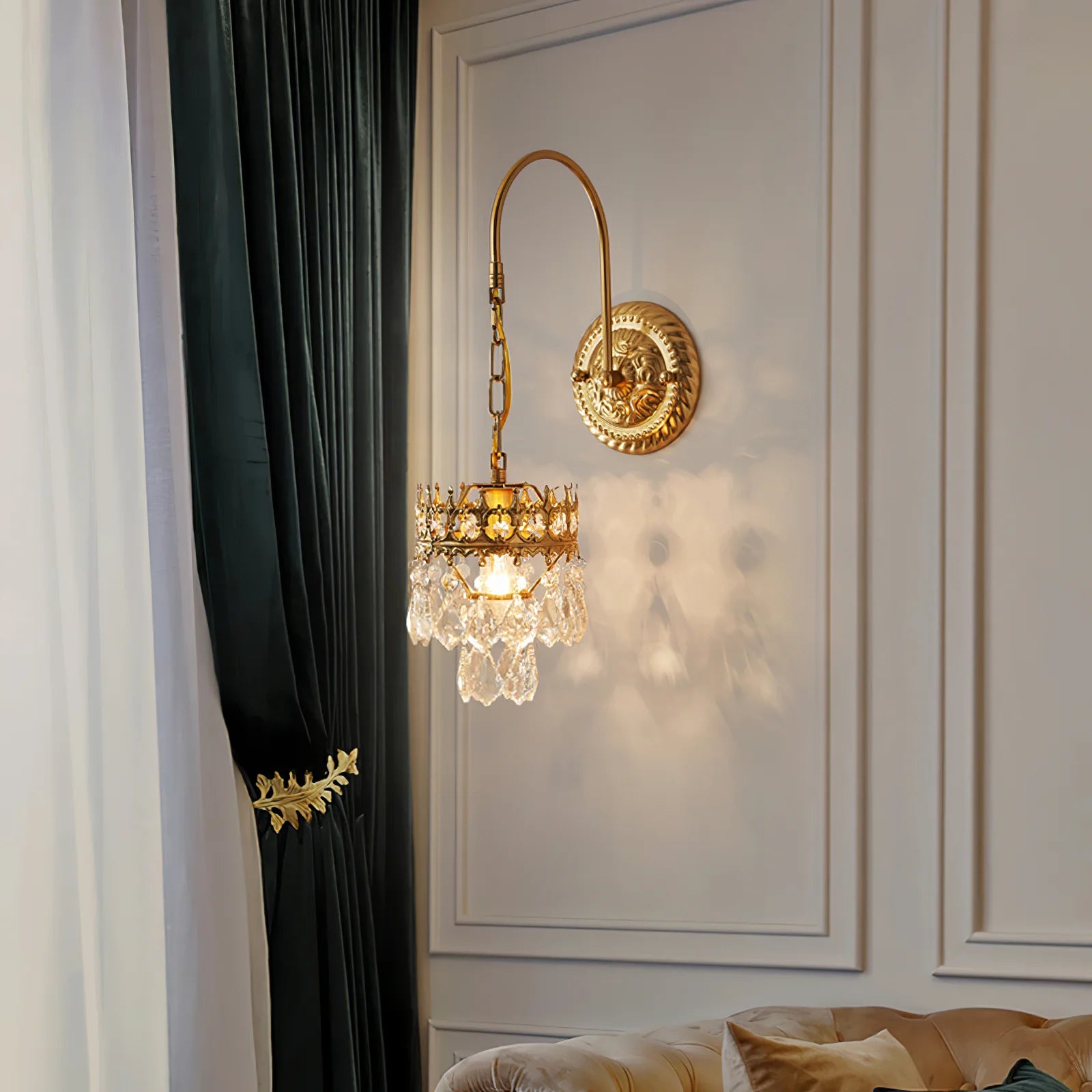Applique murale vintage en cristal de couronne