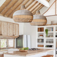Natural Wicker Island Hanging Light