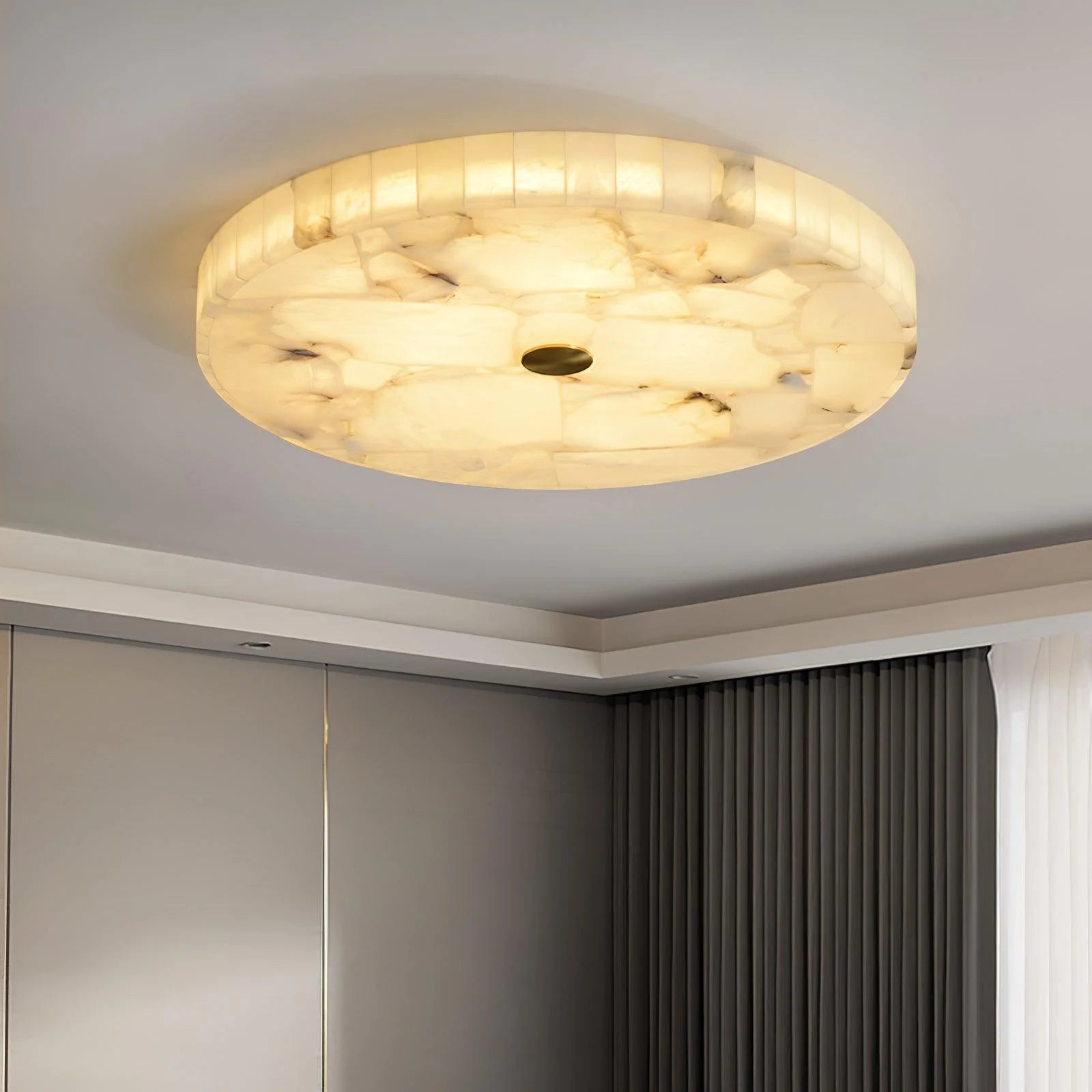 Classical Round Alabaster Ceiling Light