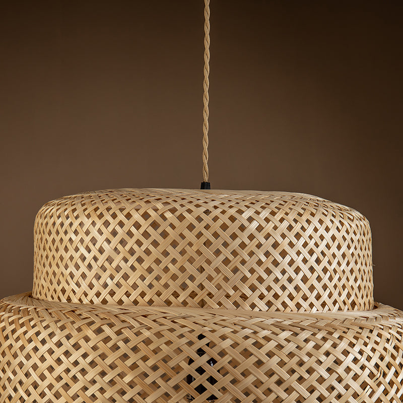 Lampada a sospensione a tre livelli in rattan stile Boho