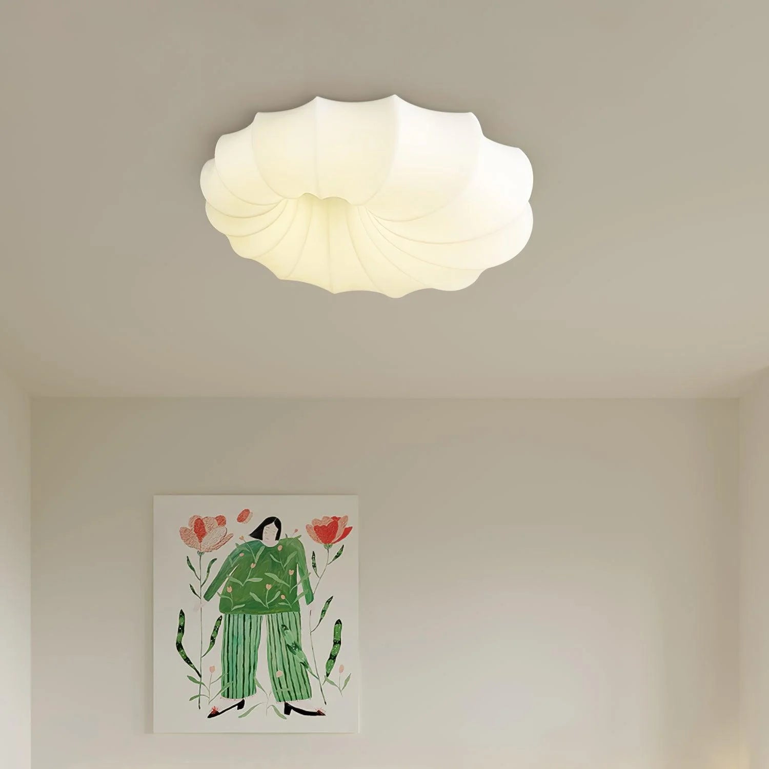 Minimalist Creamy Pumpkin Flush Mount Light