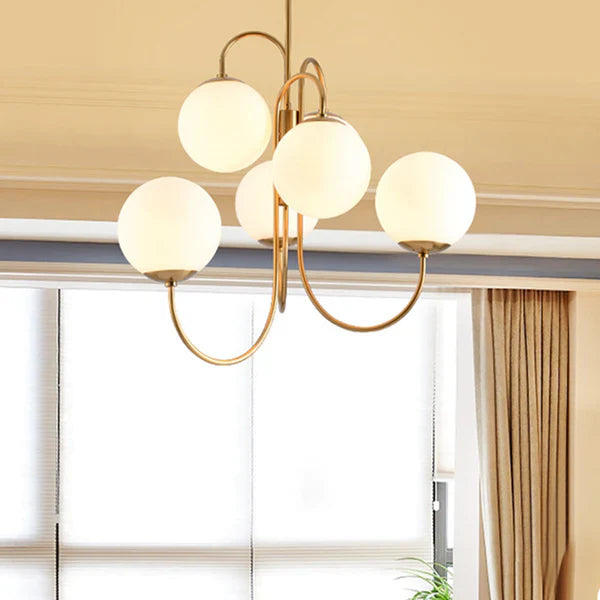 Vintage Metal Framed Glass Chandelier