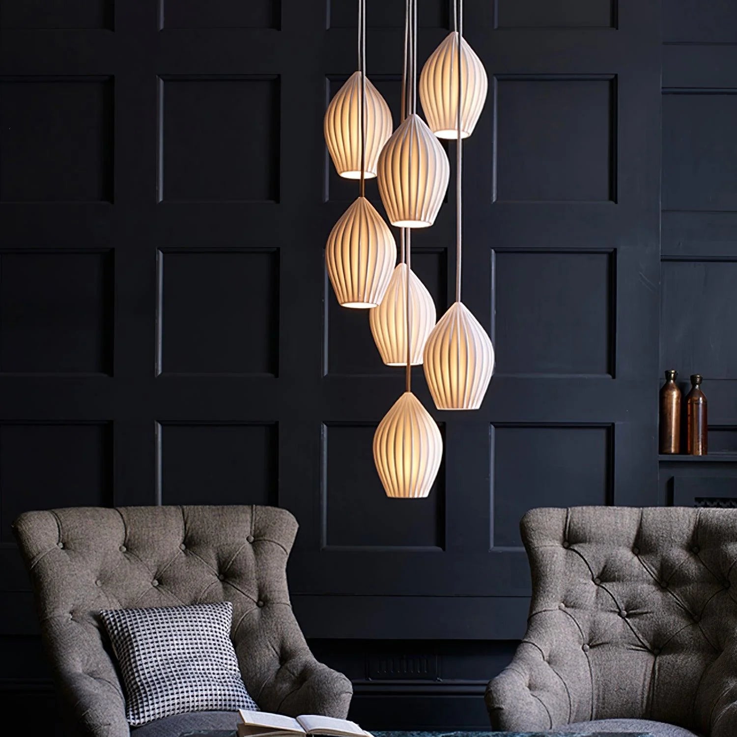 Suspension tendance en céramique ovale arrondie