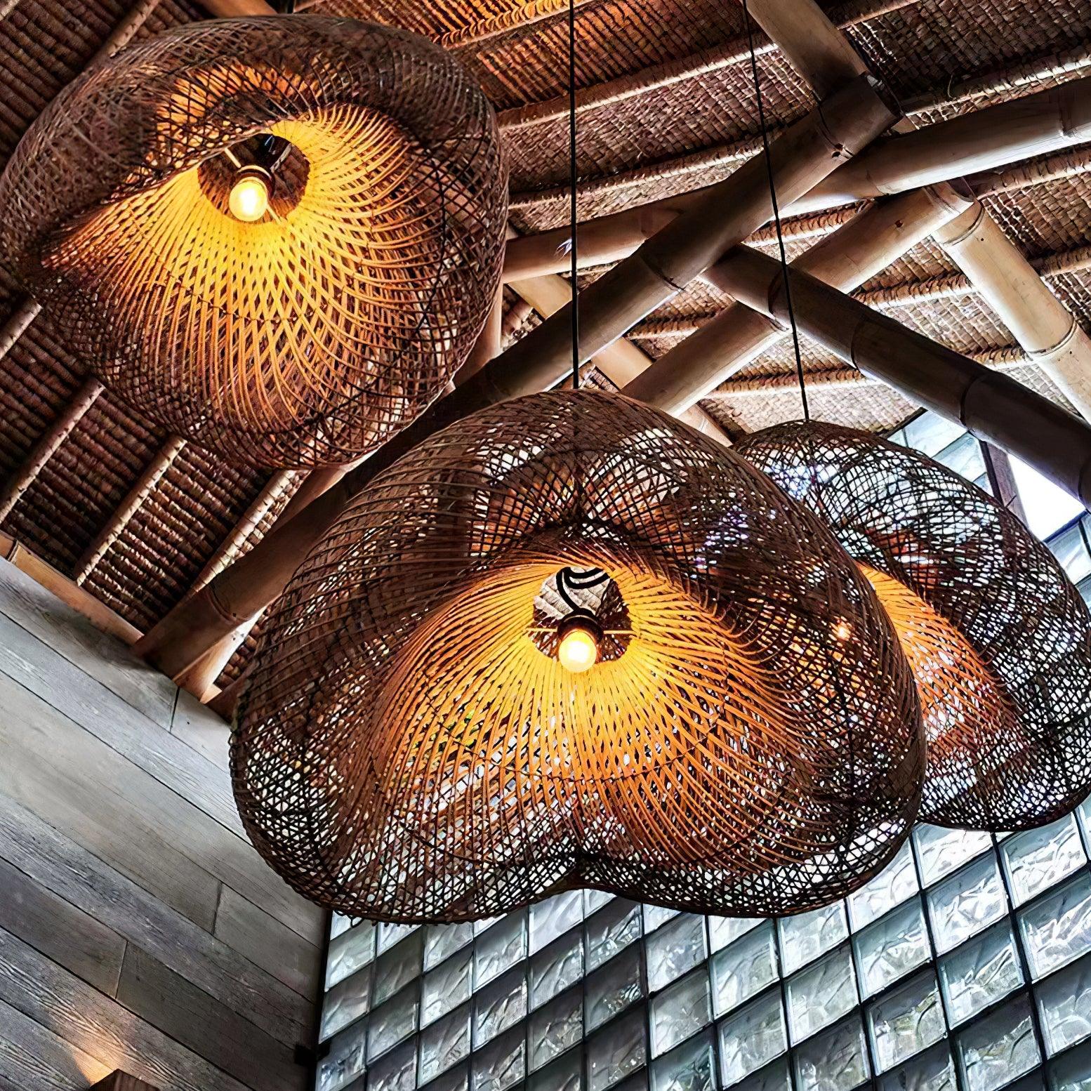 Lampada a sospensione Curva in rattan