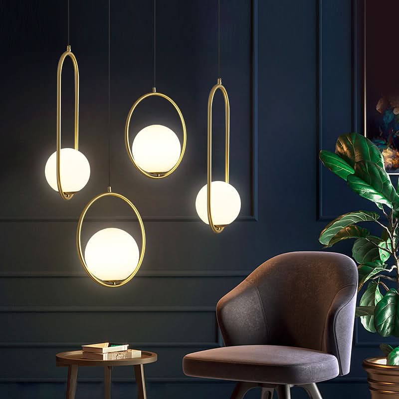 Lampadario moderno a sfera in vetro smerigliato Glarefusion