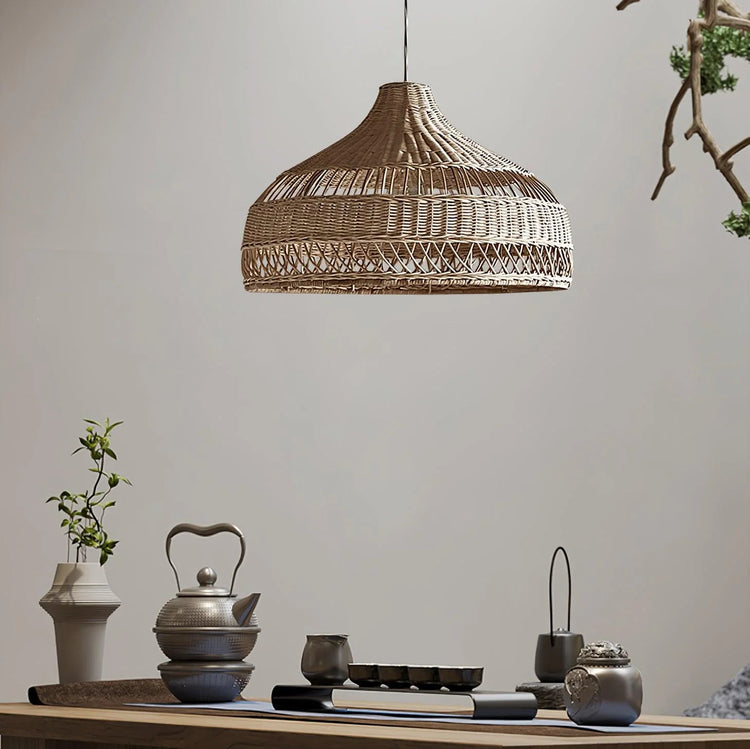 Trendy Dome Woven Rattan Pendel Light