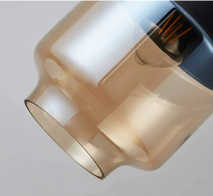 Modern Geometric Black & Amber Glass Pendant Light