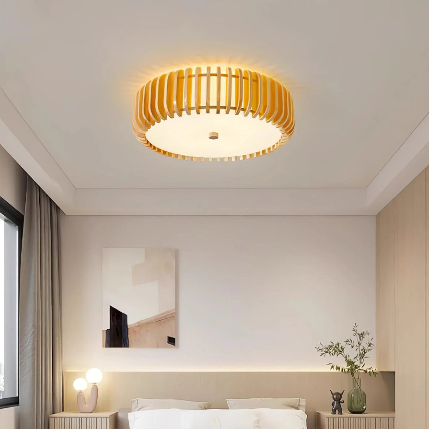 Plafonnier rond moderne en bois