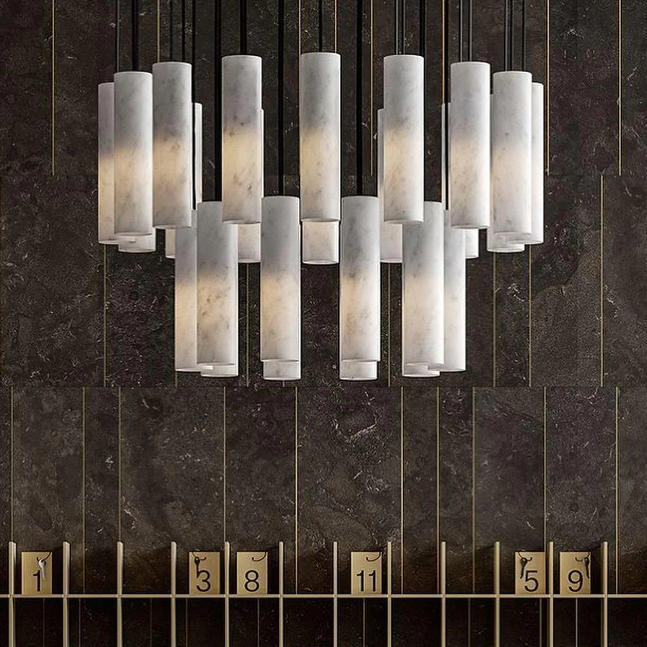 Lampe à suspension élégante en marbre cylindrique