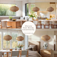 Boho Layered Rattan Pendant Light