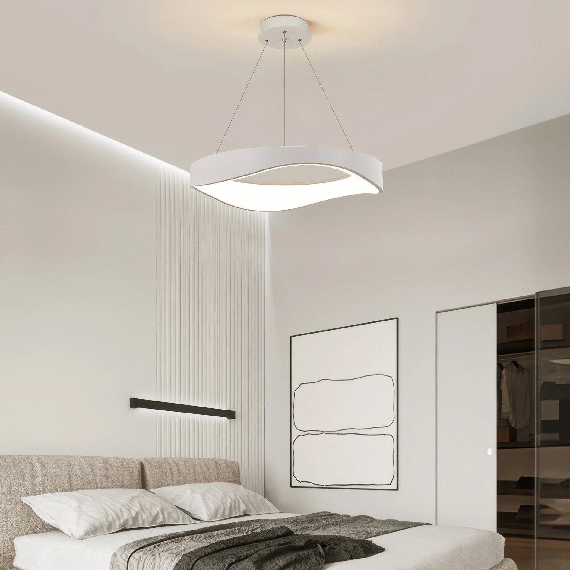 Lampada a sospensione nordica con venature del legno