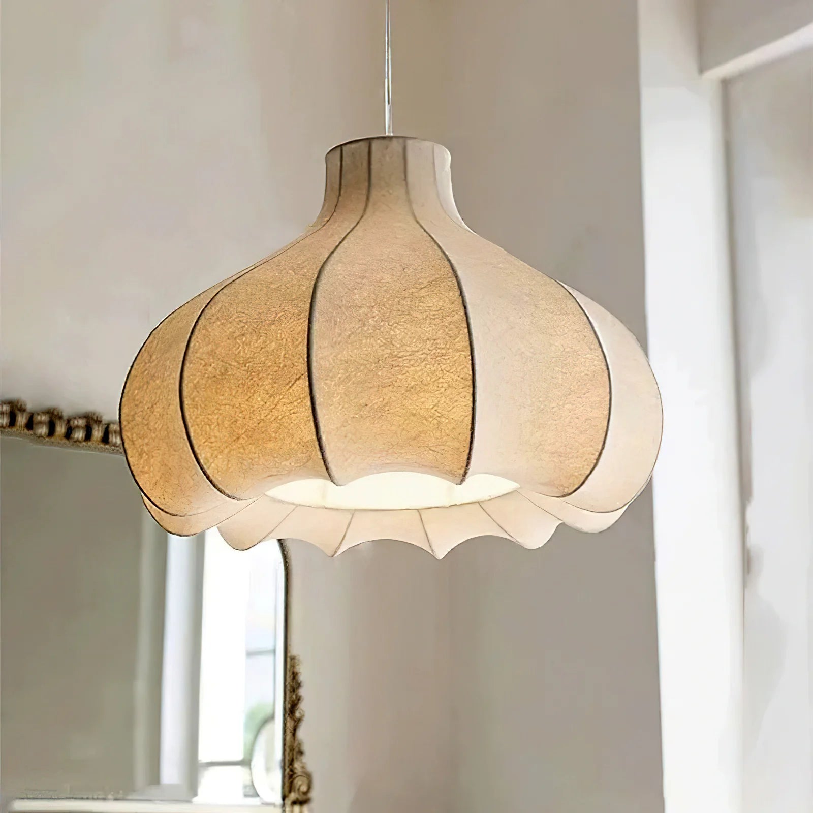 Lampe à suspension ronde élégante en soie