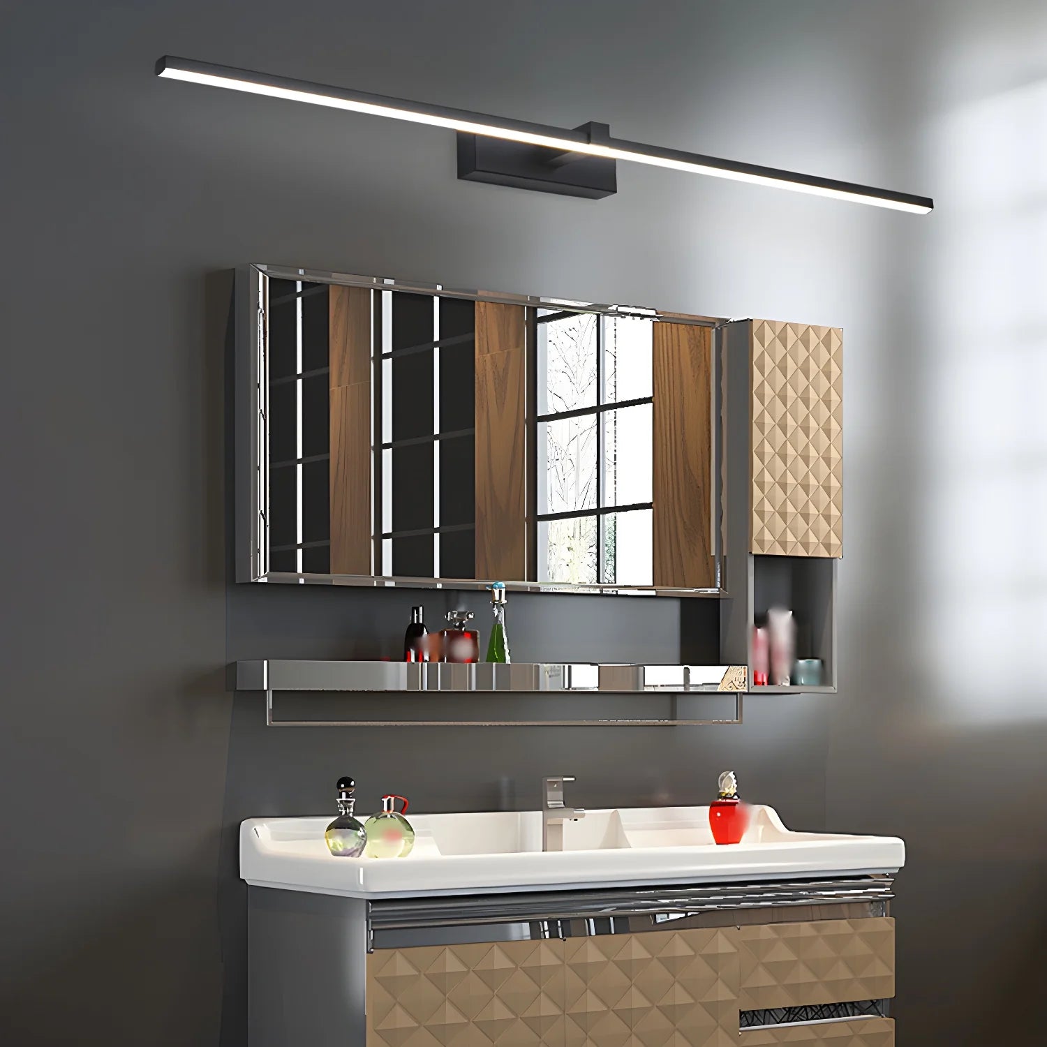 Applique murale miroir en aluminium mince et moderne