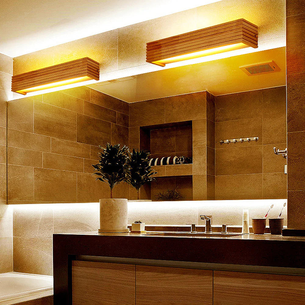 Lampada da parete Vanity in legno rustico