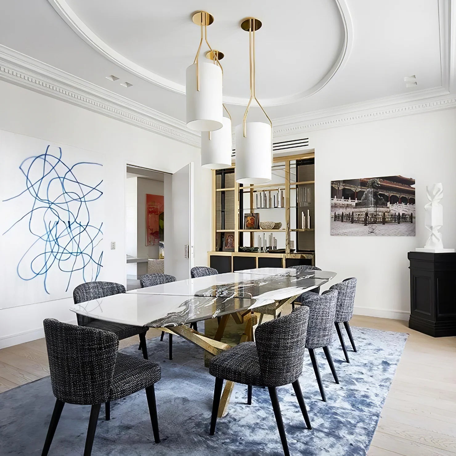 Lustre moderne en tissu tambour