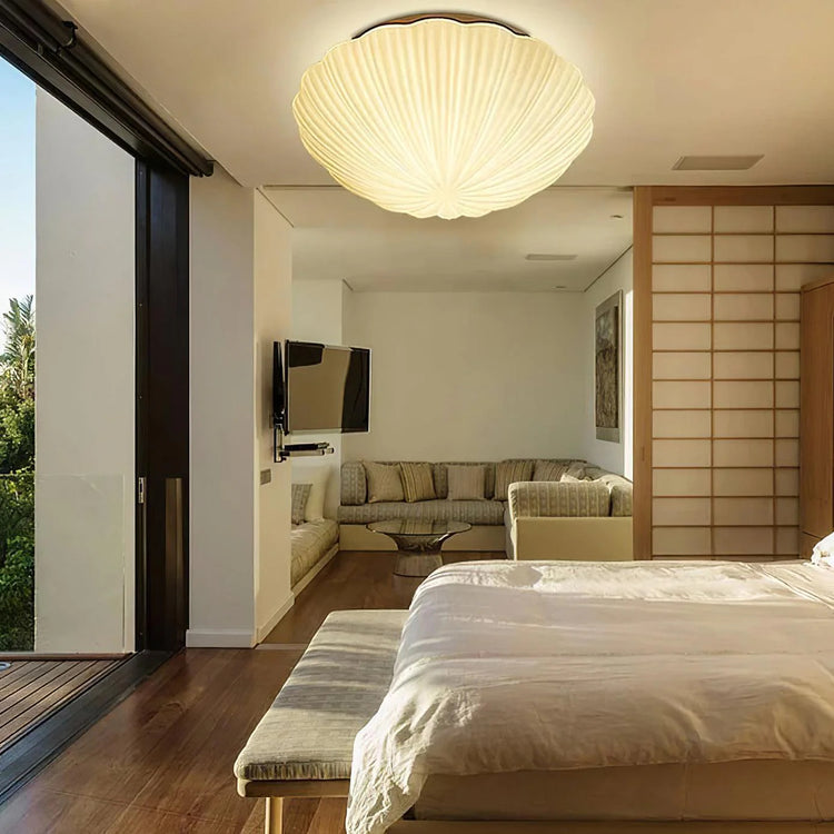 Trendy rund skal glasloftslampe