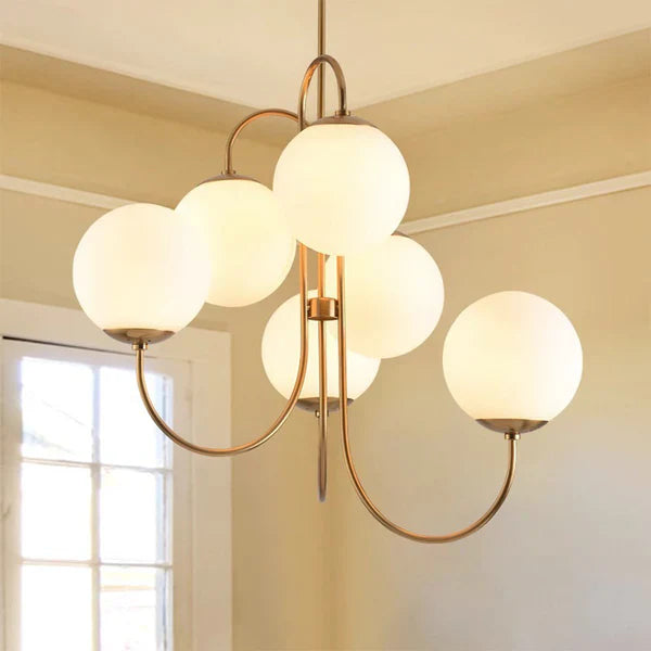 Vintage Metal Framed Glass Chandelier