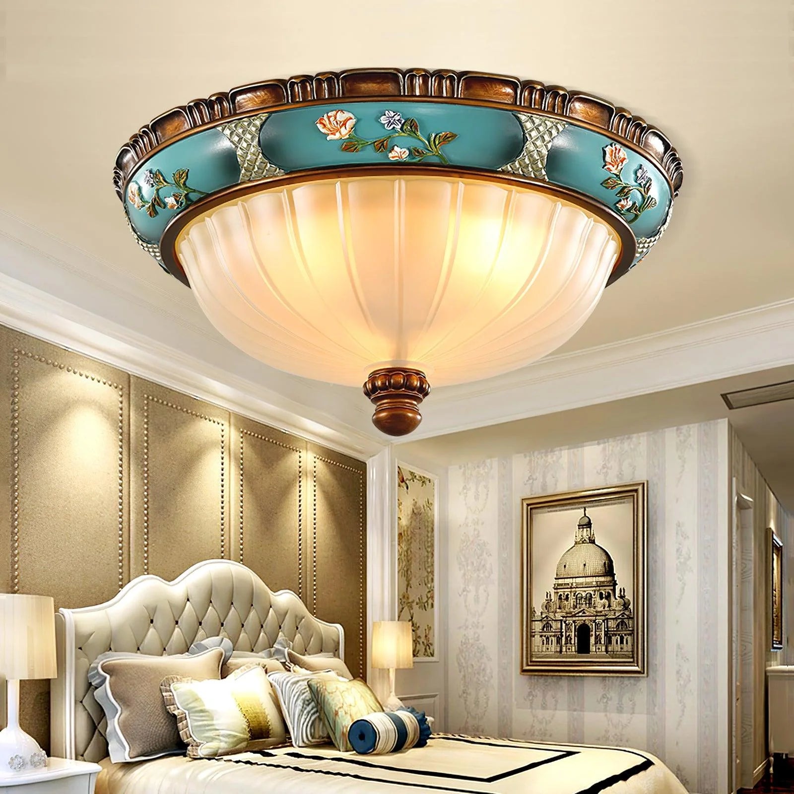 Oriental Half Round Resin Ceiling Light