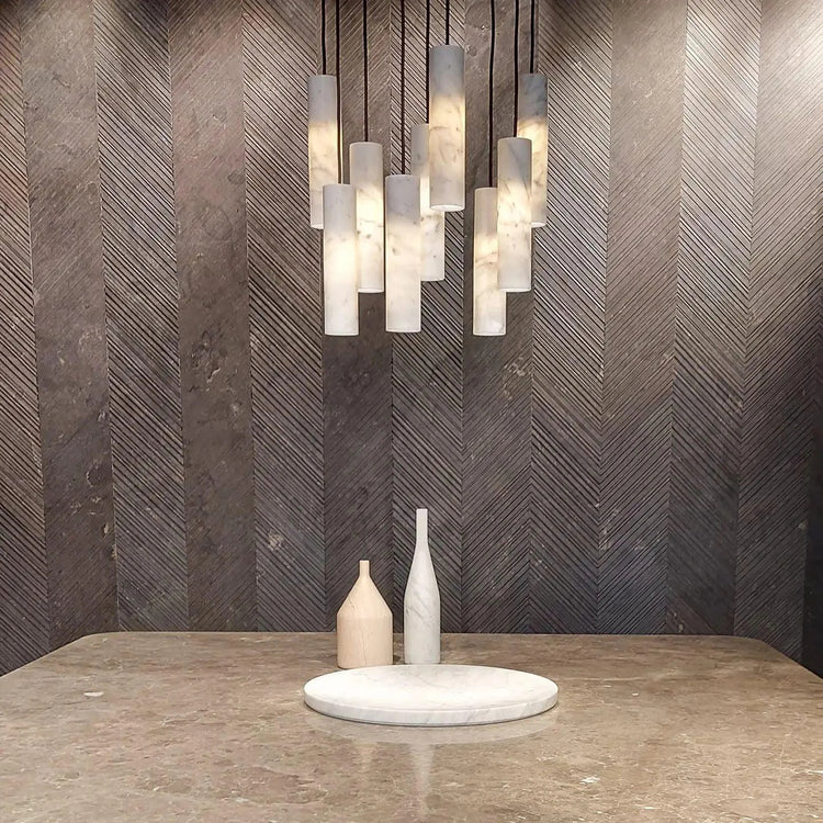 Elegant Cylinder Marble Pendant Light