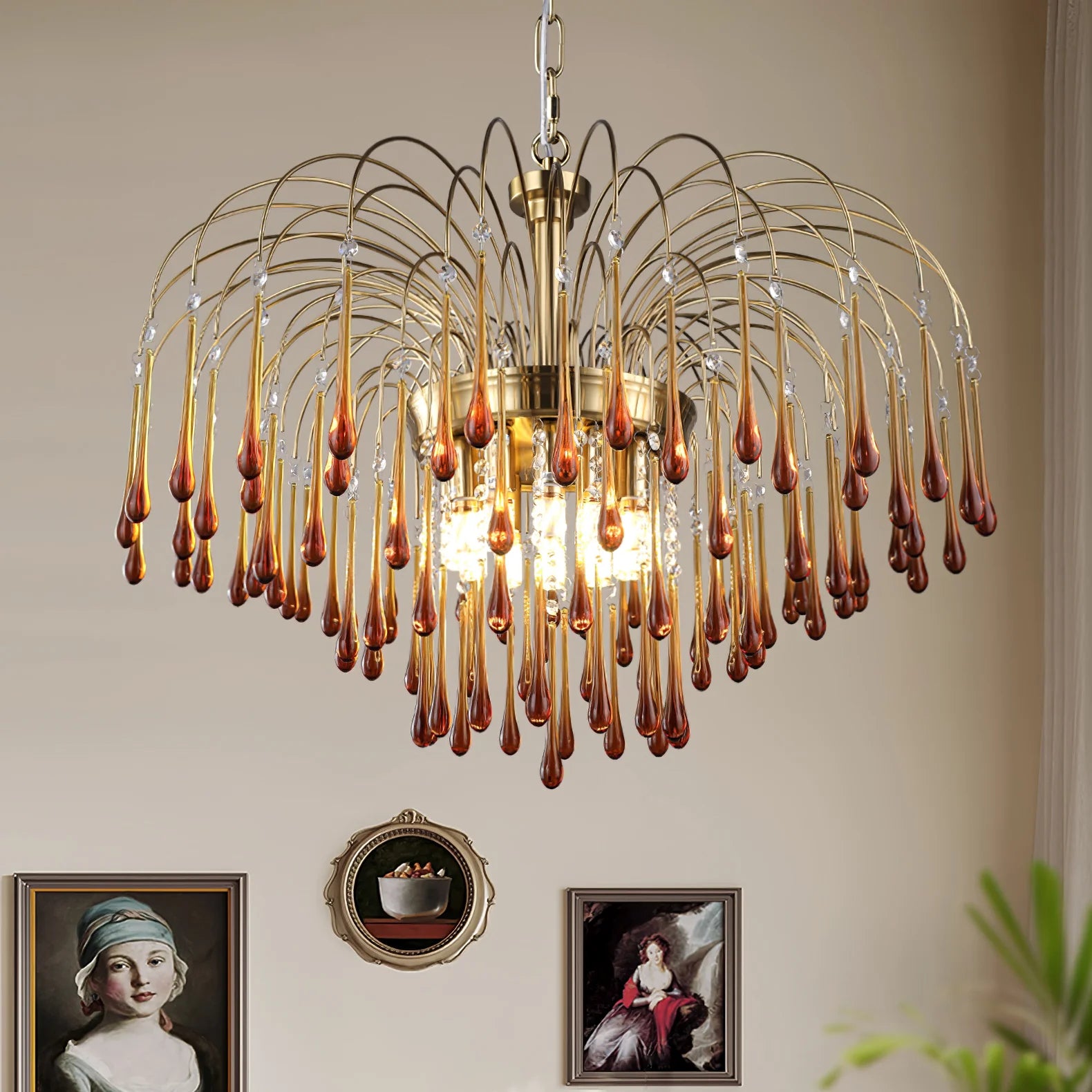 Classic Teardrop-Shaped Glass Chandelier