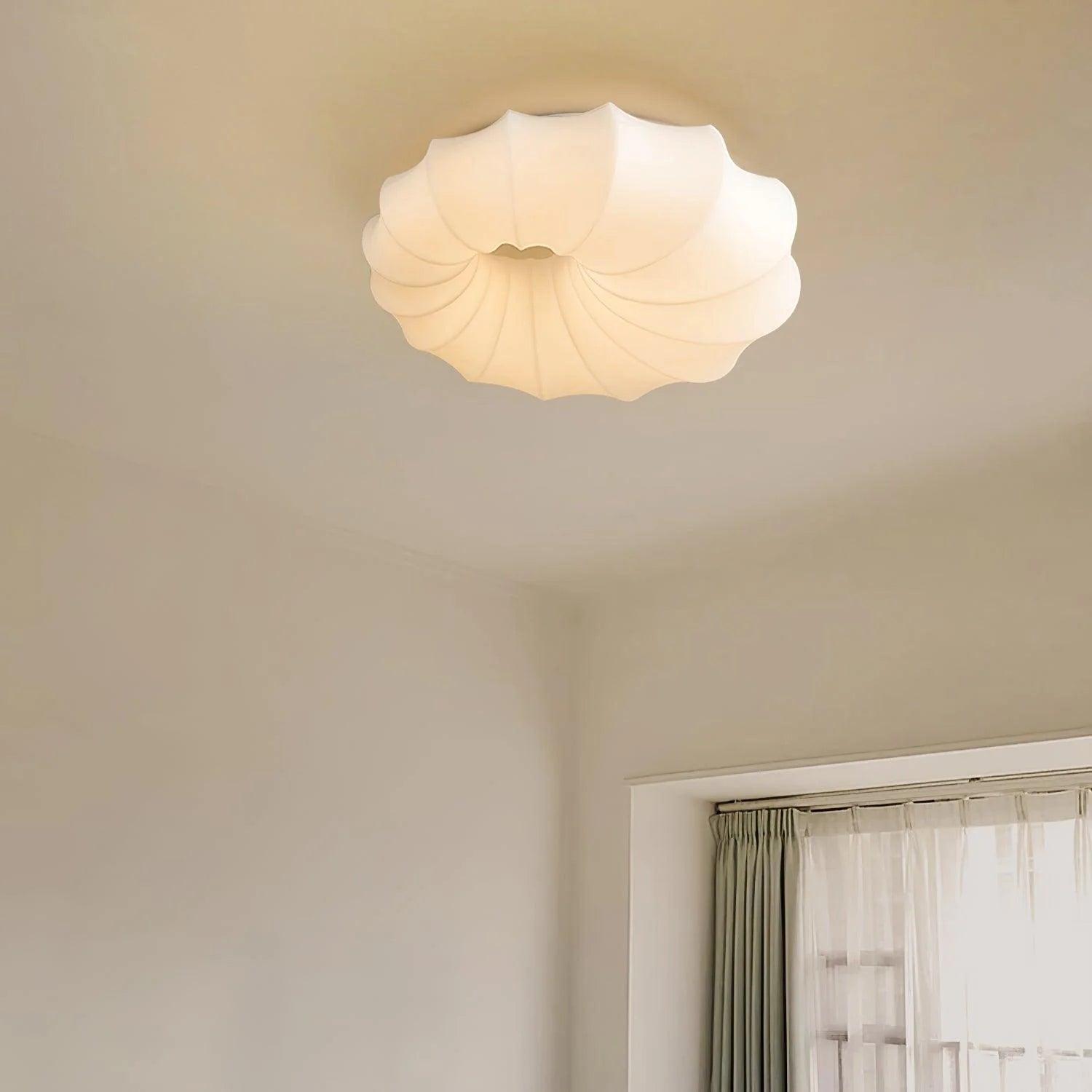 Minimalist Creamy Pumpkin Flush Mount Light