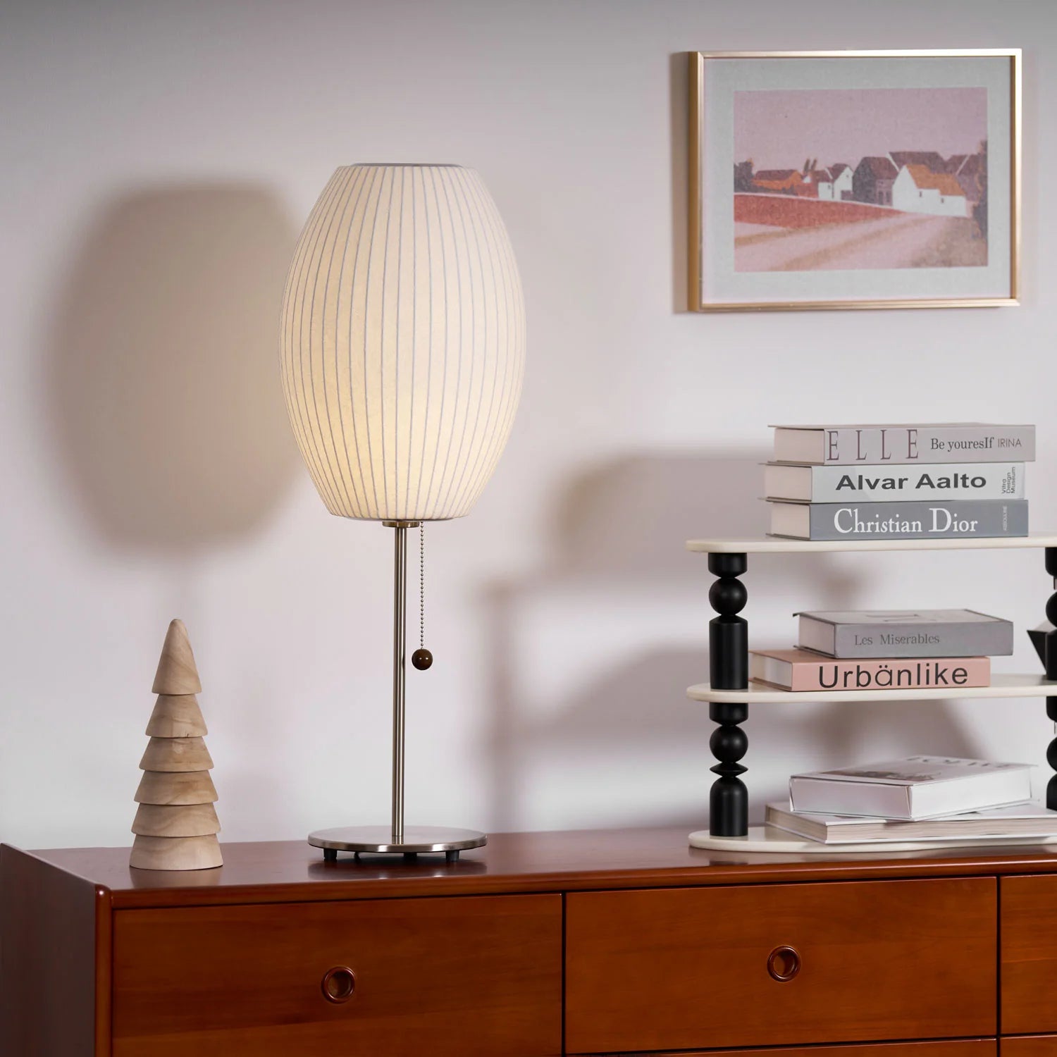 Lampe de table classique arrondie en soie