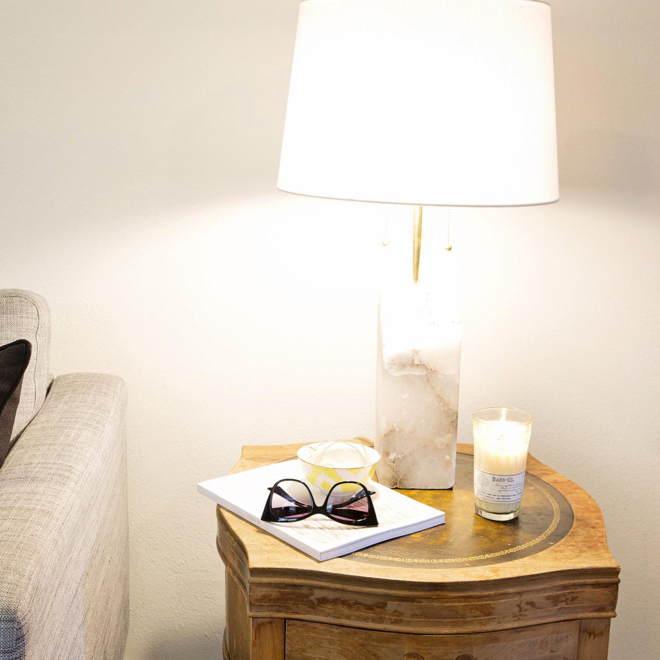 Modern Rectangular Alabaster Table Lamp