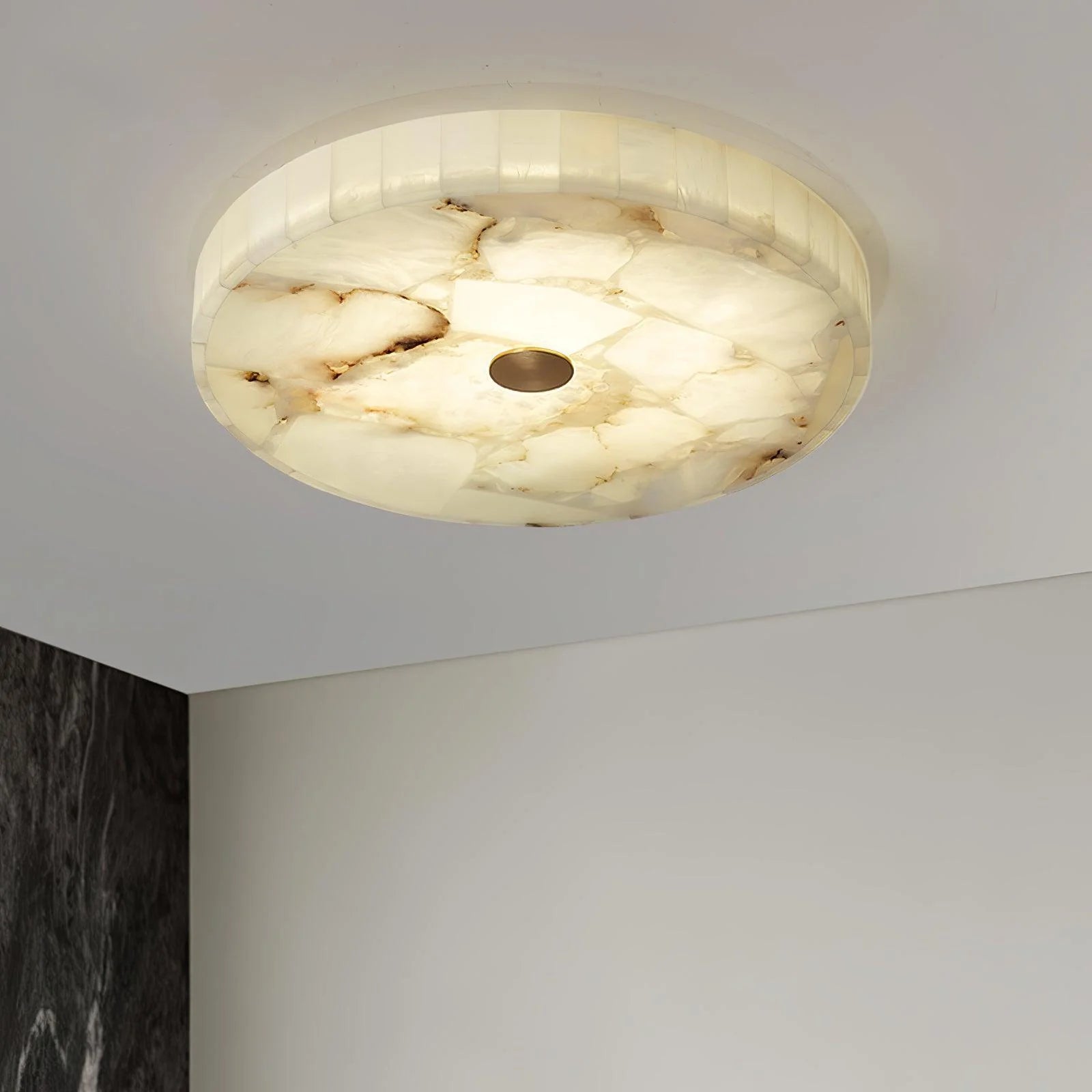 Classical Round Alabaster Ceiling Light