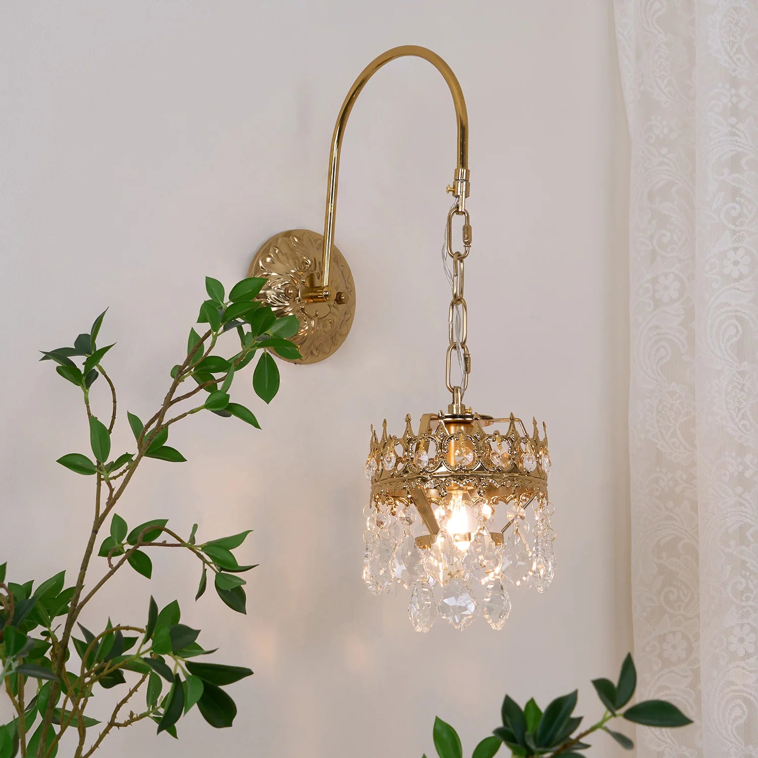 Applique murale vintage en cristal de couronne